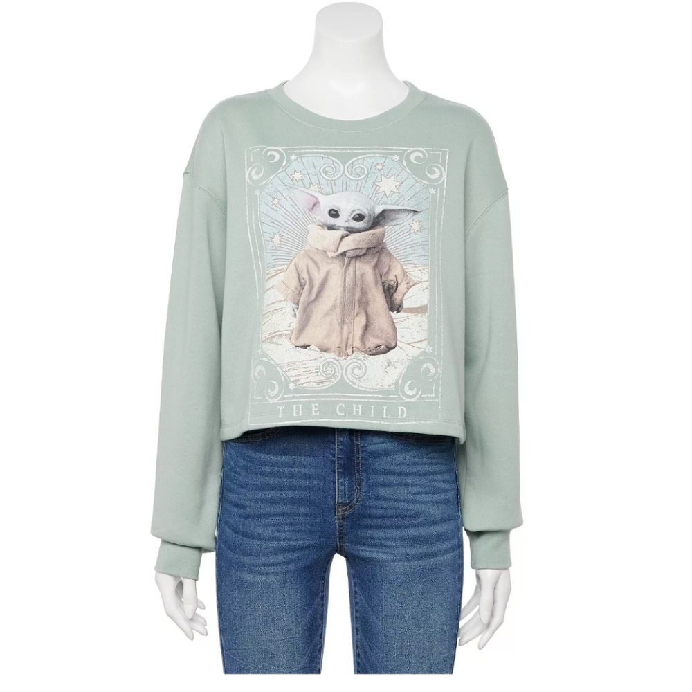 Star Wars The Mandalorian Baby Yoda The Child Grogu Cropped Sweatshirt M